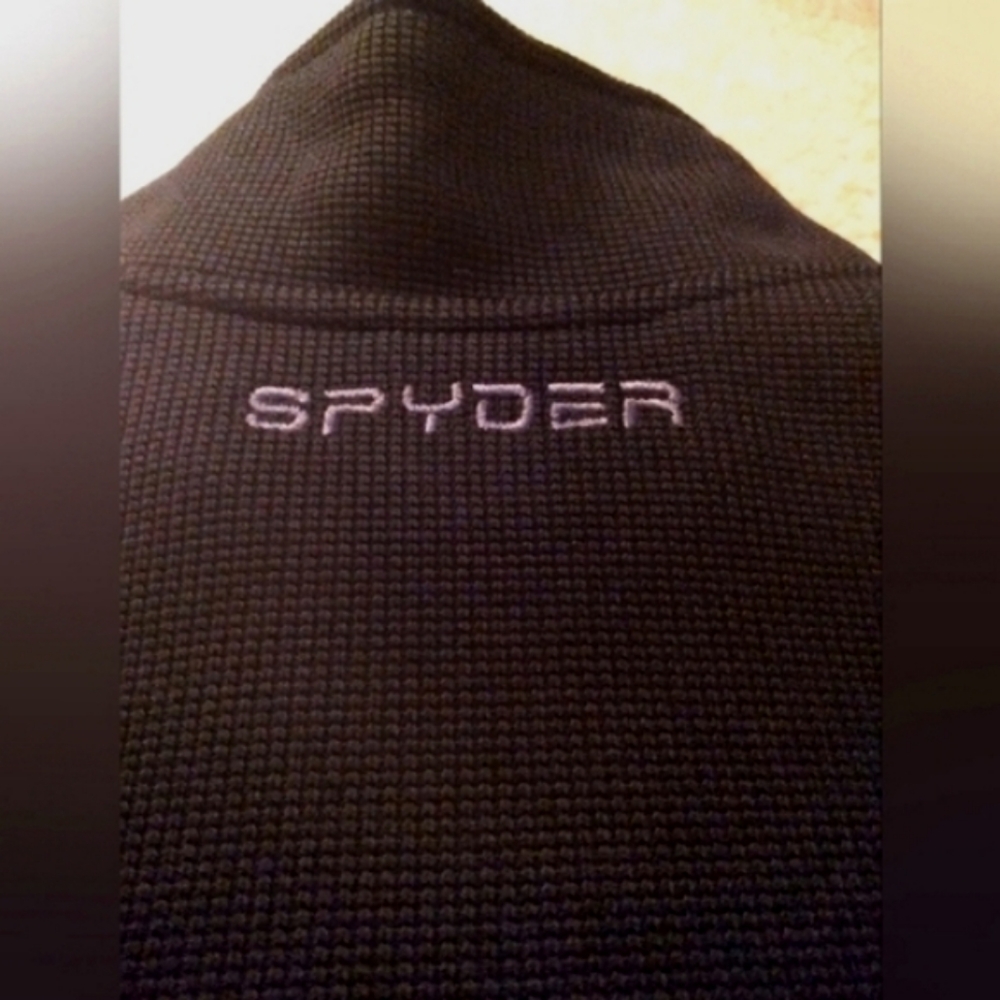 Spyder Raider Black Ski‎ Biker Moto Jacket Fleece Lined Waffle Knit Performance